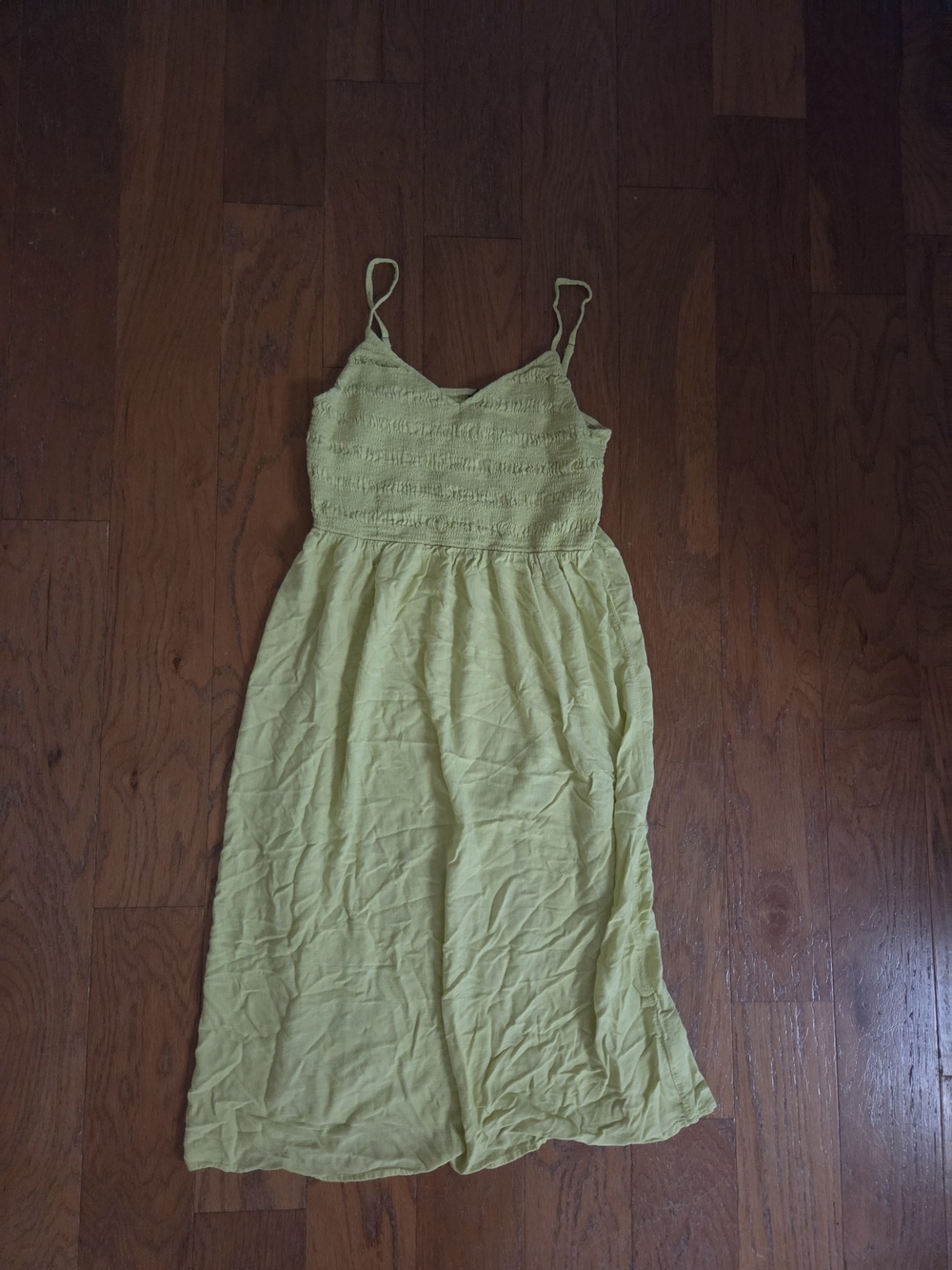 Womens Smocked Midi Dress with Spaghetti Straps